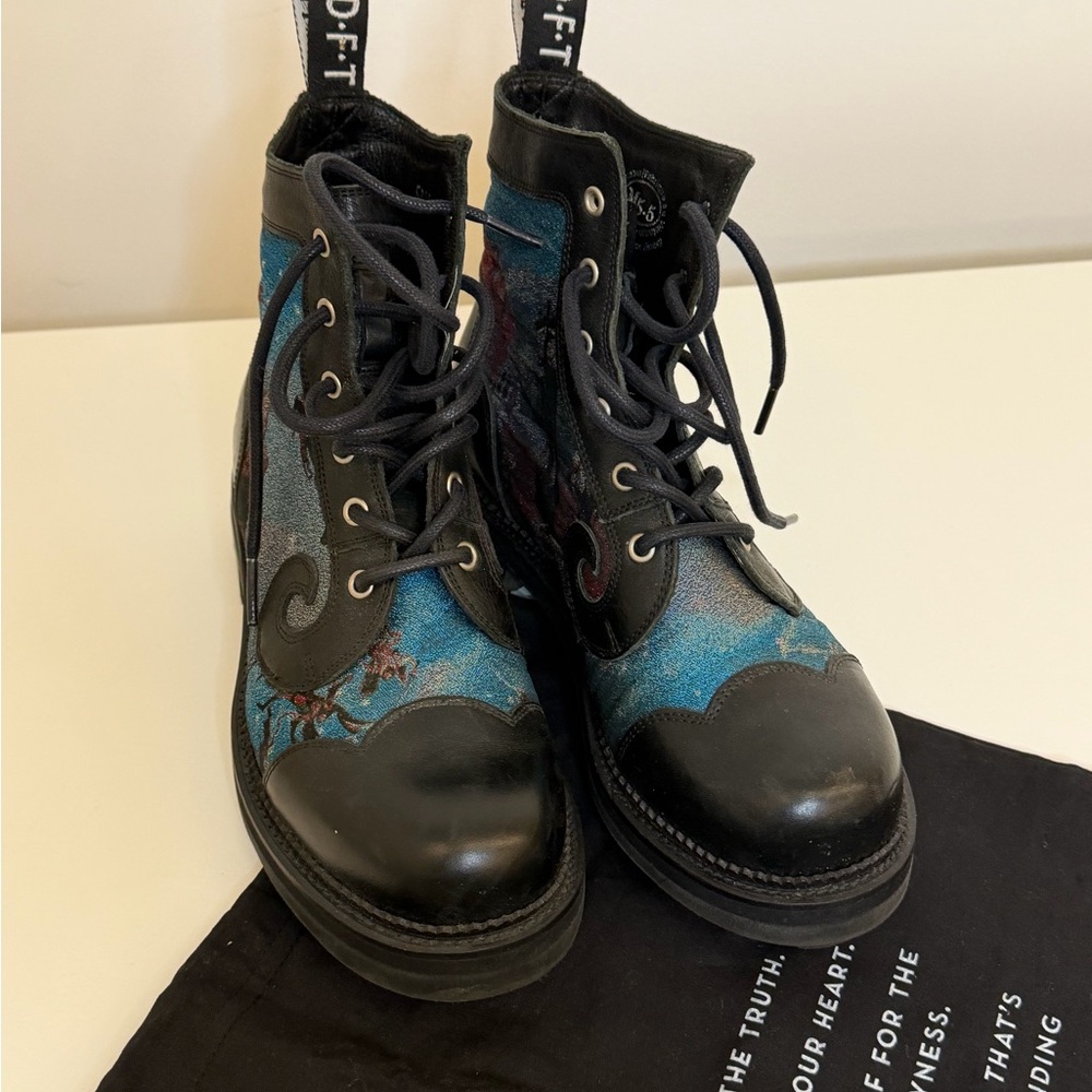 Fluevog Limited Edition Derby Swirl Tapestry Boots - Picture 2 of 10